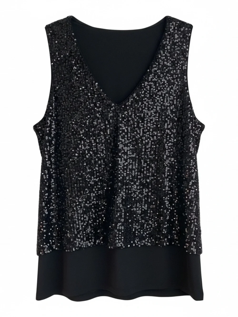 Michael Kors Black Sequin V-Neck Sleeveless Camisole